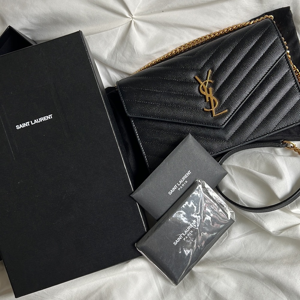 YSL CASSANDRE ENVELOPE CHAIN WALLET